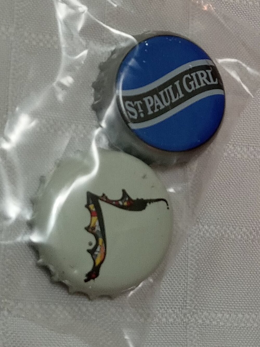 Set of two handmade pins made with glass bottle caps